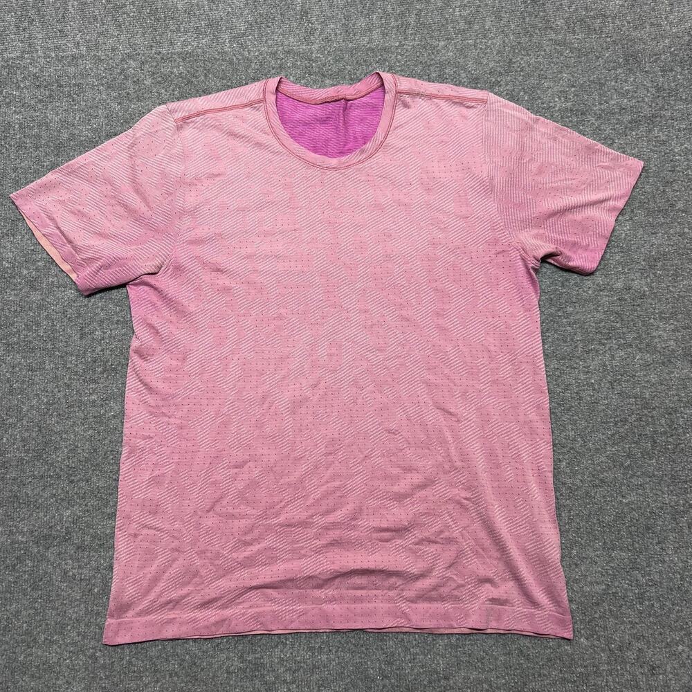 Lululemon Shirt Mens Large Pink Short Sleeve Athletic Running Tee Movement Top